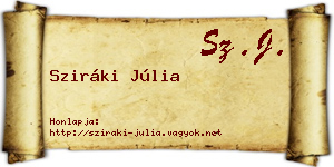 Sziráki Júlia névjegykártya