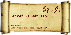 Sziráki Júlia névjegykártya